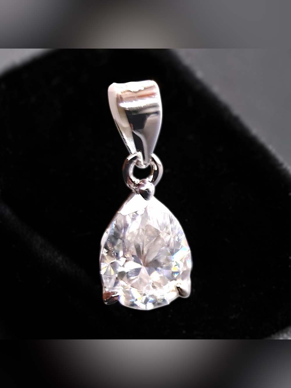 GRA Certified 1.25ct Pear Moissanite Pendant • D Color • Gift Ready